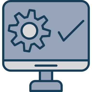 Bir dişli simgesi ile bir bilgisayar ekranının vektör illüstrasyonu