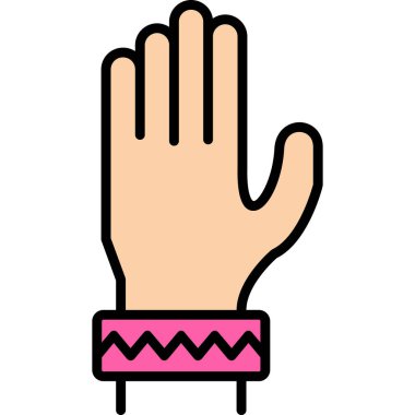 Eldiven ikonuyla el. Web tasarımı için eldiven vektör simgesinin özet çizimi