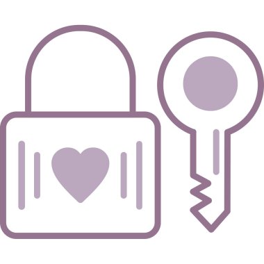 kilit kalbini asma kilit vektör illüstrasyon tasarımı ile kilitle