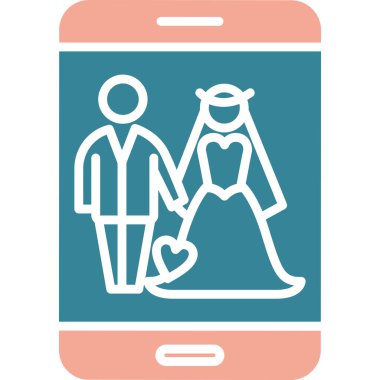 Akıllı telefon simgesine sahip çift