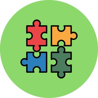 Yapboz yapboz simgesi ile doldurulmuş ana hatlar biçimi