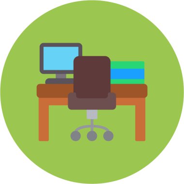 ofis masası simgesi, vektör illüstrasyonu