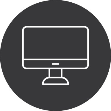 Bilgisayar monitörü simgesi. Web için basit bilgisayar ekran vektör simgesi çizimi