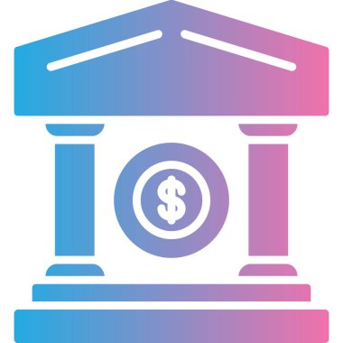 Banka binası. Web simgesi basit illüstrasyon