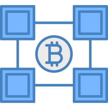Bitcoin engelleme zinciri kripto para birimi simgesi Doldurulmuş ana hat biçiminde