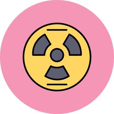 radyoaktif ikon. Sarı arkaplanda izole edilmiş trend düz vektör biçimi