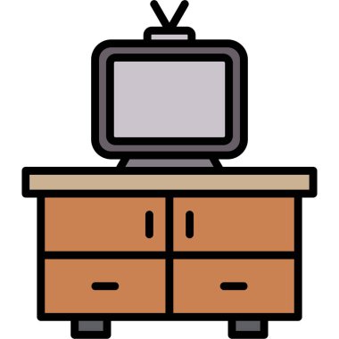 Televizyon ikonu. Web için televizyon vektör simgelerinin özet çizimi