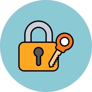 anahtar kilit simgesi, basit vektör illüstrasyonu