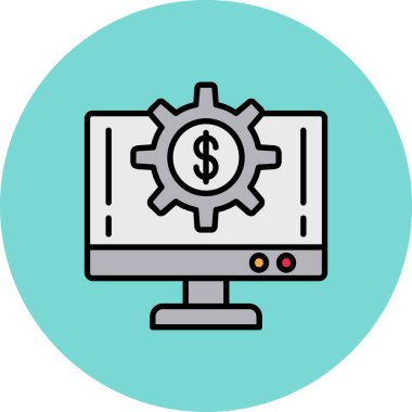 dolar sembollü bilgisayar ekranı vektör çizimi tasarımı