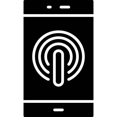 Parmak izi taraması olan akıllı telefon, basit vektör çizimi