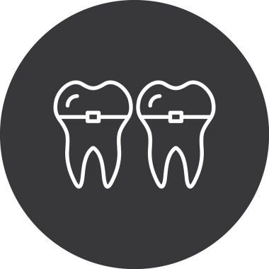 İzole edilmiş bir diş ikonunun bir çember içinde diş ile gösterimi