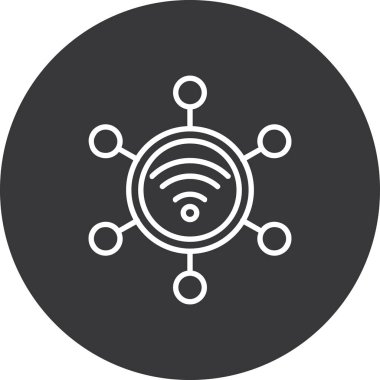 Gri arkaplanda izole edilmiş modayı takip eden ağ bağlantısı simgesi.