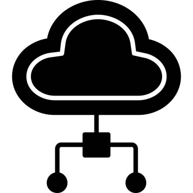 ağ bulut hesaplama simgesi ana hat biçiminde