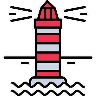 Deniz feneri. Web simgesi basit illüstrasyon