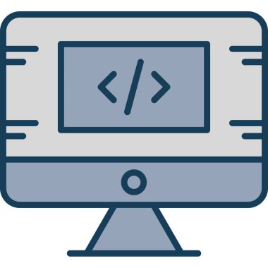 Web kodlama geliştirme simgesi doldurulmuş ana hatlar biçiminde