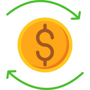 Dolar işareti simgesi düz stil, vektör illüstrasyonu