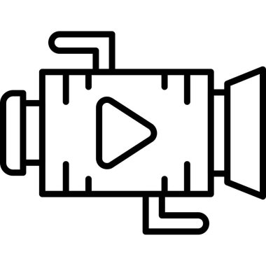 Video kamera simgesi. Web için film kamerası vektör simgelerinin özet çizimi