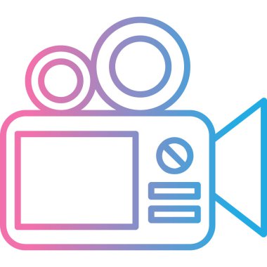 Kamera ikonlu kamera. Kamera filmi kamera vektör simgelerinin özet çizimi ince çizgi rengi