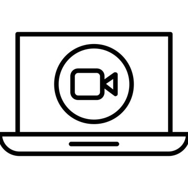 beyaz arkaplanda izole edilmiş video çağrısı ikon vektör çizelgesi çizimi