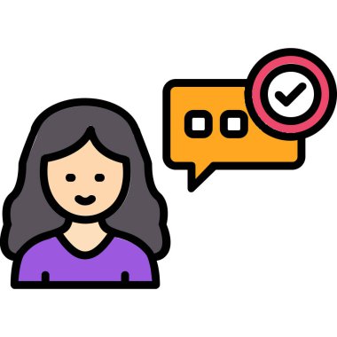 kız sohbet simgesi renk ana hatları vektörü