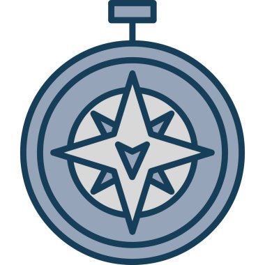 pusula simgesini ana hatları doldurulmuş biçiminde pusula simgesi