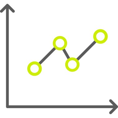 çubuk grafik vektör simgesi. biçim iki renkli düz sembol, yeşil ve gri renkler, yuvarlak açılar, beyaz arkaplan