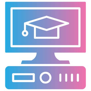 Mezuniyet şapkası simgesi olan laptop