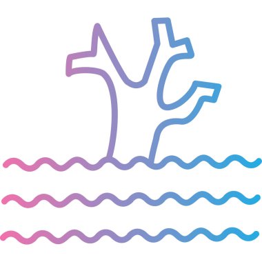 Okyanus ve deniz çizgisi simgesi, dalgalar ve dalgalar