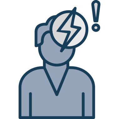 Baş ağrısı ve migreni olan bir adam, baş ağrısı ikonu taşıyıcısı