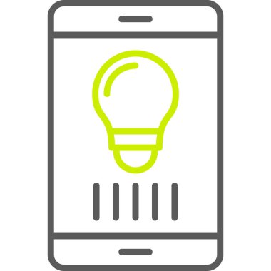 Akıllı telefon ampul vektör ikonu. biçim çift renkli düz yuvarlak sembol, eko yeşil ve gri renkler, yuvarlak açılar, beyaz arkaplan
