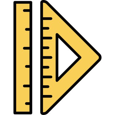 Üçgen cetvel simgesi. ana hatlı cetvel vektör resimleme simgesi düz izole edilmiş