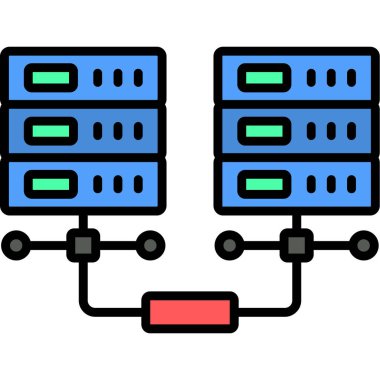 veri sunucusu simgesi renk ana hatları vektörü