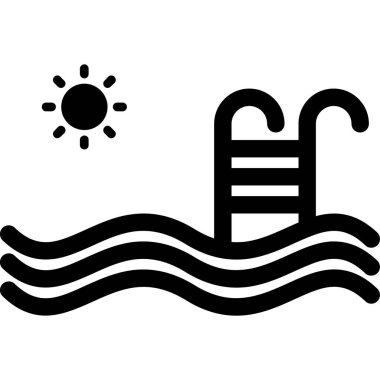 su havuzu vektör çizgisi simgesi, yaz, tatil simgesi illüstrasyonu