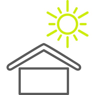 Güneş simgesi olan bir evin vektör çizimi