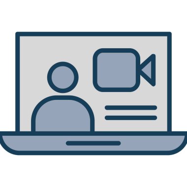 çevrimiçi konferans renk çizgisi simgesi.