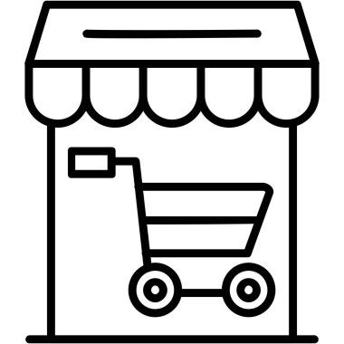 mağaza süpermarket simgesi, taslak biçimi