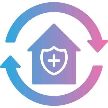 Beyaz arka planda kilit simgesi olan renkli ev güvenlik kalkanı. Güvenlik, güvenlik, koruma, koruma konsepti. gradyan rastgele dinamik şekiller