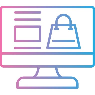 İnternetten alışveriş. Web simgesi basit illüstrasyon