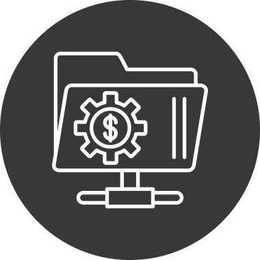 dolar, dolar ve dişli vektör ikonu dizaynlı dizüstü bilgisayar