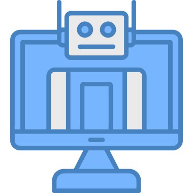 bilgisayar robotu simgesi, vektör illüstrasyonu basit tasarım