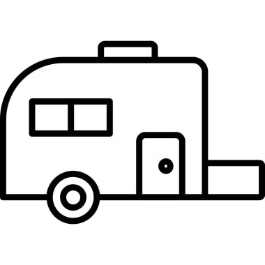 Kamp karavanı simgesi ana hatlarıyla