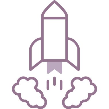 Roket fırlatma simgesi. İnce çizgi tasarımı. vektör illüstrasyonu