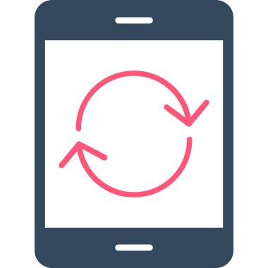 Mobil simge. vektör biçimi yuvarlak açılı düz ikonik sembol, pürüzsüz mavi renk, beyaz arkaplan.