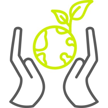 Çevre koruma işareti olan bir gezegeni tutan el ele tutuşmalar.