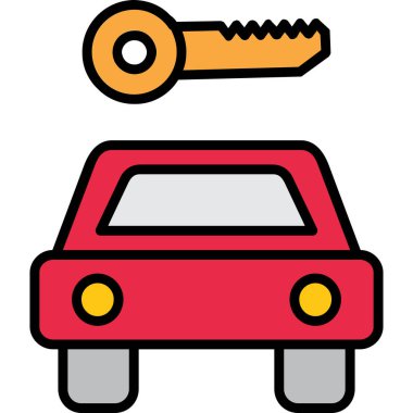 Araba anahtarı simgesi. Web için araba vektör simgelerinin özet çizimi