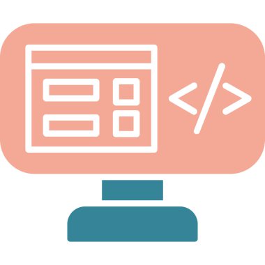 Kodlama. Web simgesi basit illüstrasyon