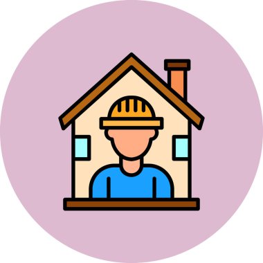 İnşaat işçisi simgesi, vektör illüstrasyonu