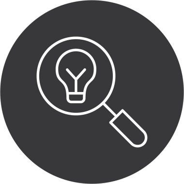 Büyüteç simgesine sahip ampul, düz tasarım