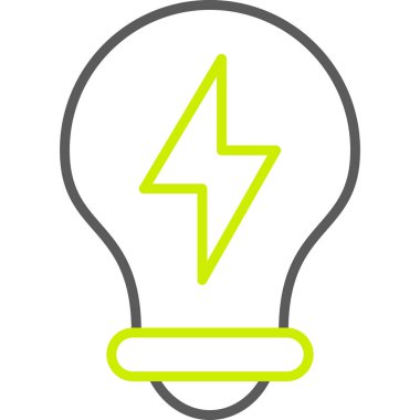 elektrik ampul vektör simgesi. biçim düz bicolor eko yeşil ve eko sembolü, yuvarlak açılar, beyaz arkaplan.