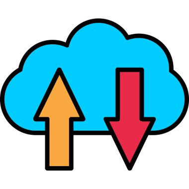 Bulut indirme. Web simgesi basit illüstrasyon